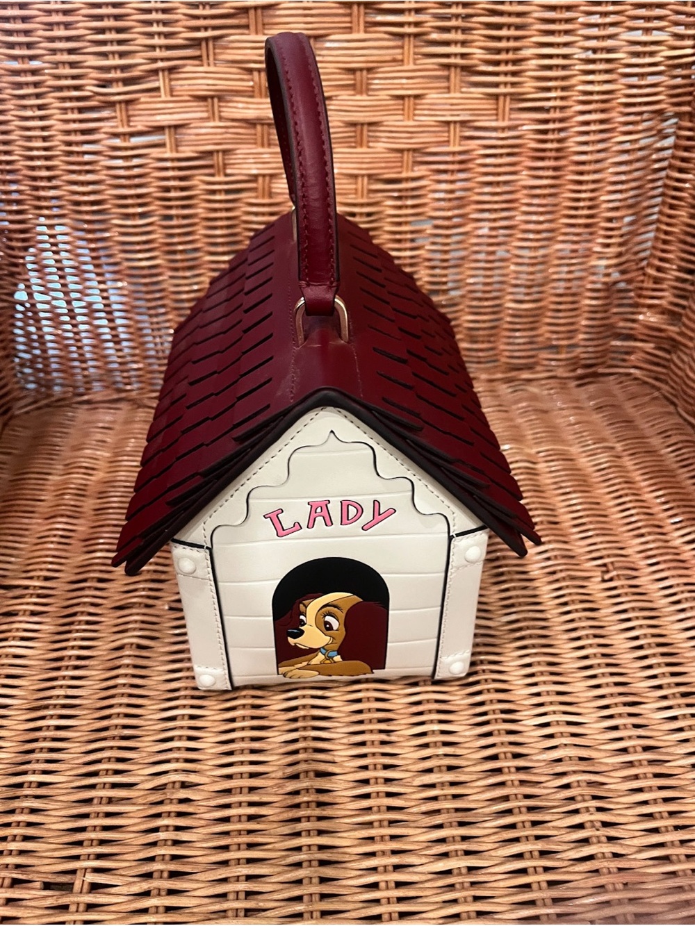 kate spade Cream and Burgundy Lady Doghouse Mini Crossbody Bag